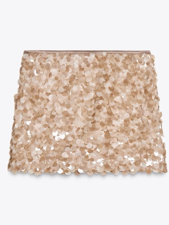 Zara Dresses & Skirts - ZARA Sequined Mini Skirt in Champagne